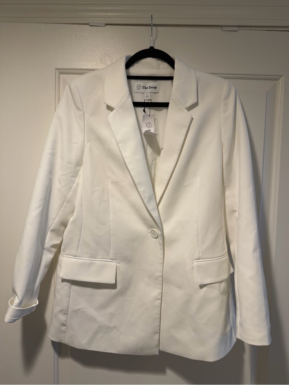 The Drop Tailored White Single-Button Blazer